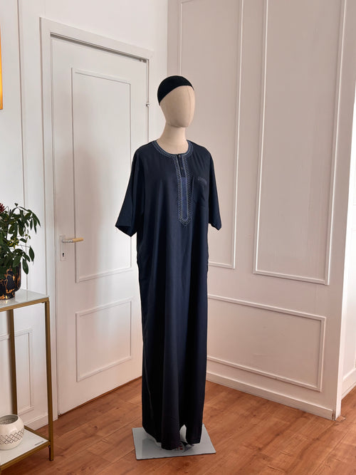 Deep Navy Short Sleeve Thobe – Mörkblå