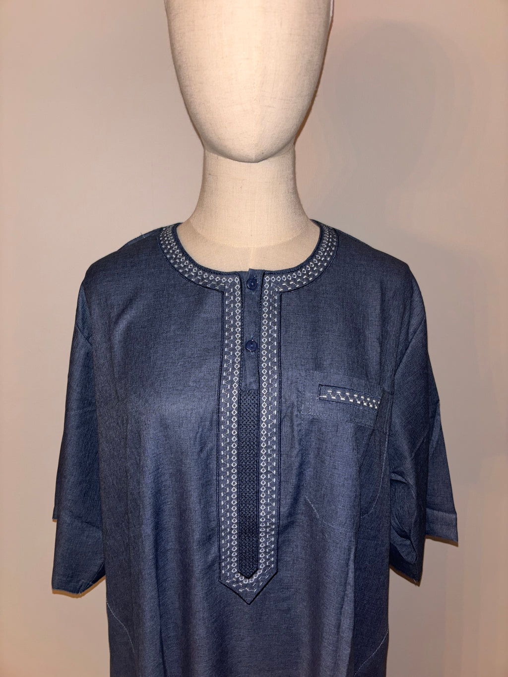 Midnight Blue Short Sleeve Thobe – Blue