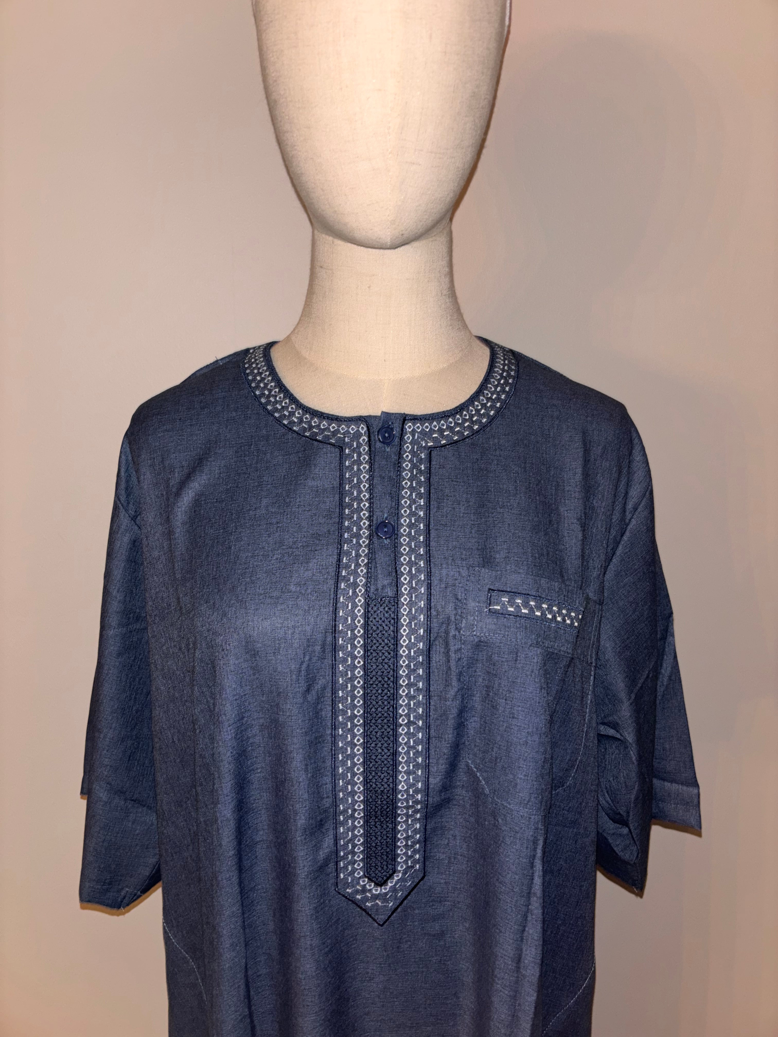 Midnight Blue Short Sleeve Thobe – Blue