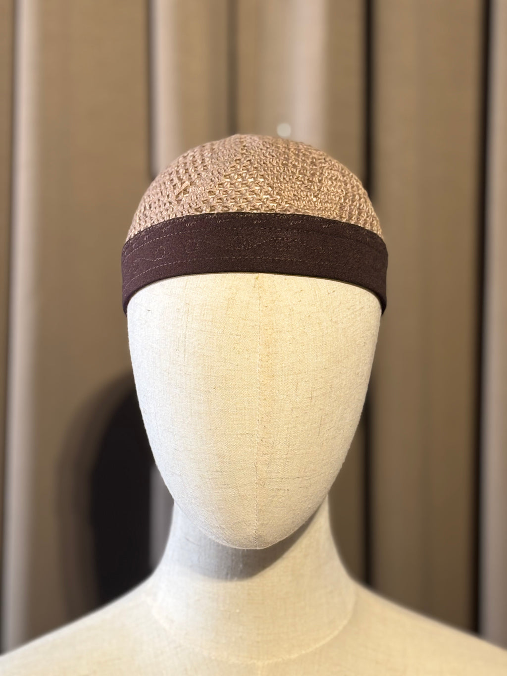 Beige&Brown Kufi hand knitted