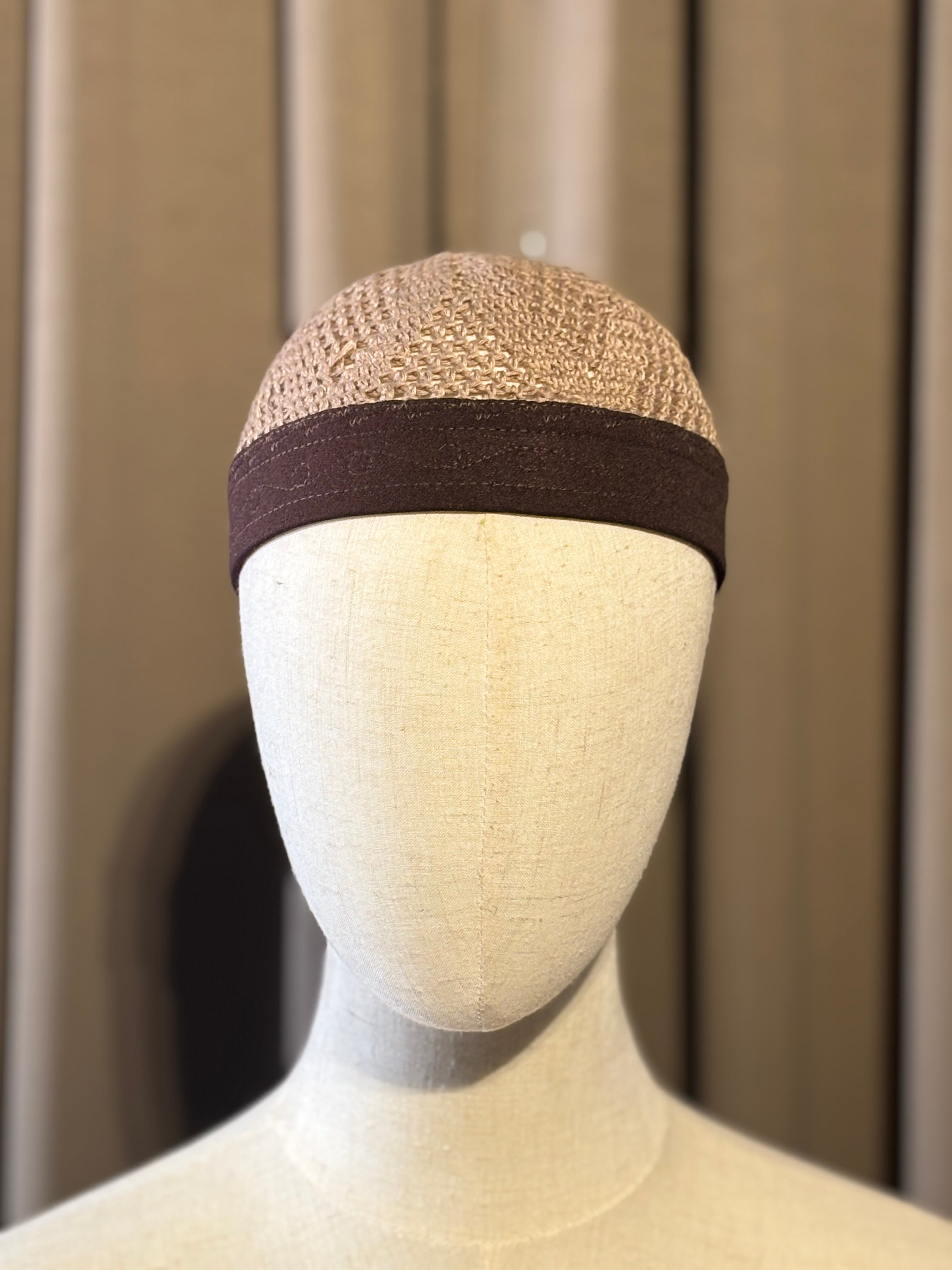 Beige&Brown Kufi hand knitted