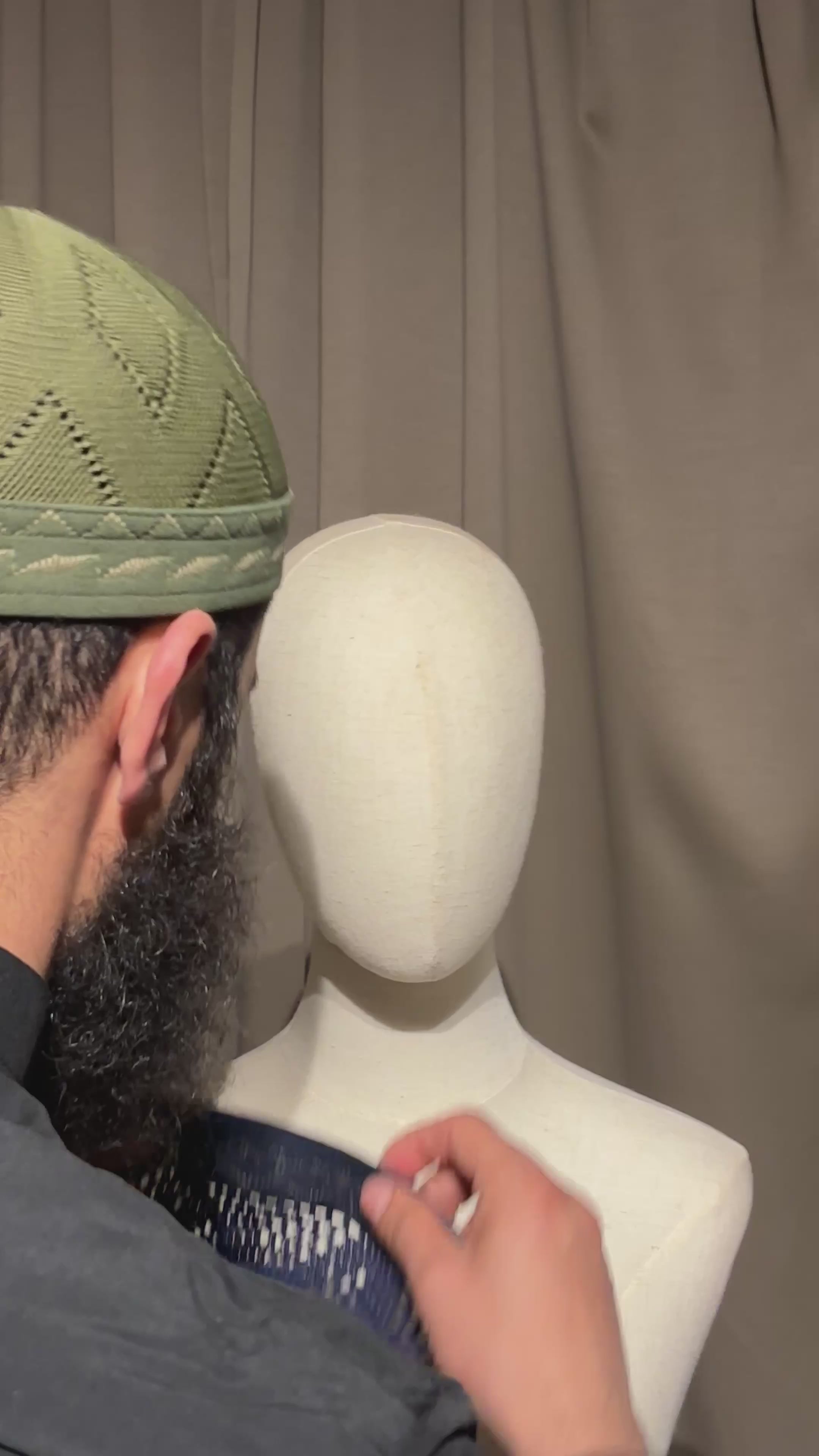 White Kufi hand knitted